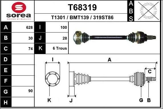 EAI T68319 - Приводной вал autosila-amz.com