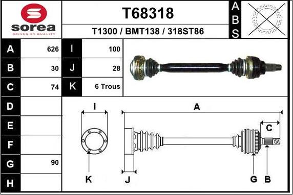 EAI T68318 - Приводной вал autosila-amz.com