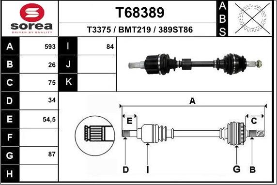 EAI T68389 - Приводной вал autosila-amz.com