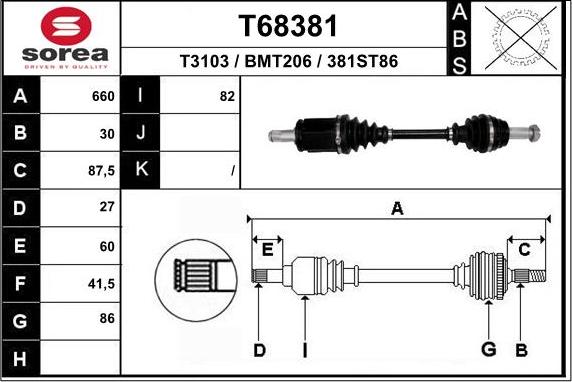 EAI T68381 - Приводной вал autosila-amz.com