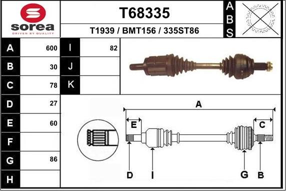 EAI T68335 - Приводной вал autosila-amz.com