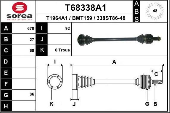 EAI T68338A1 - Приводной вал autosila-amz.com