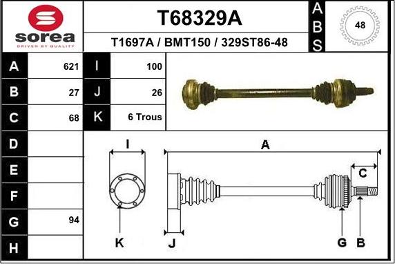 EAI T68329A - Приводной вал autosila-amz.com