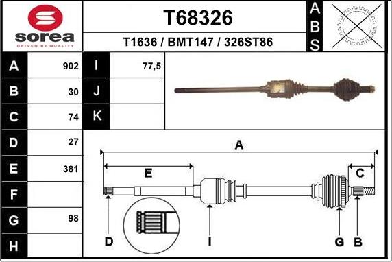 EAI T68326 - Приводной вал autosila-amz.com