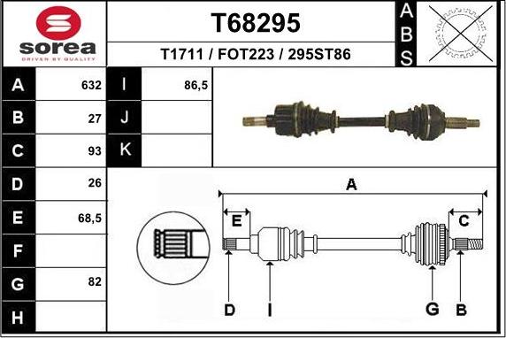 EAI T68295 - Приводной вал autosila-amz.com