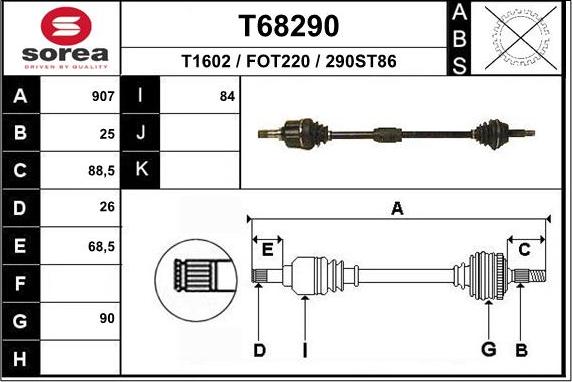 EAI T68290 - Приводной вал autosila-amz.com