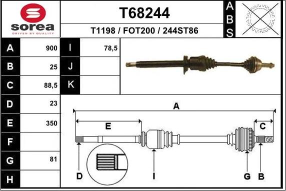 EAI T68244 - Приводной вал autosila-amz.com