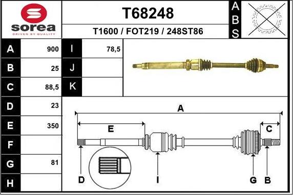 EAI T68248 - Приводной вал autosila-amz.com