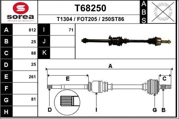 EAI T68250 - Приводной вал autosila-amz.com