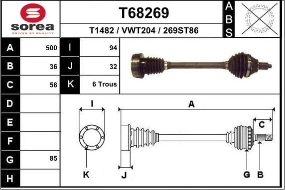 EAI T68269 - Приводной вал autosila-amz.com