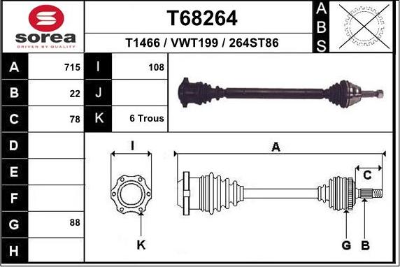 EAI T68264 - Приводной вал autosila-amz.com