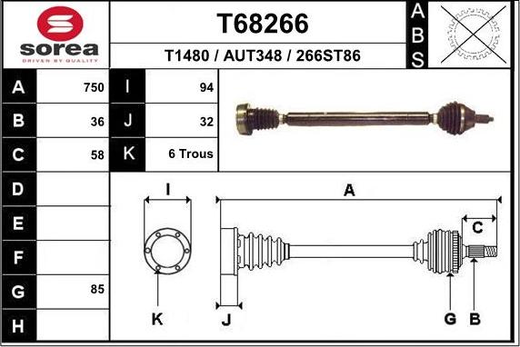 EAI T68266 - Приводной вал autosila-amz.com