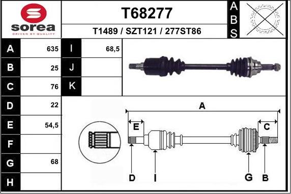 EAI T68277 - Приводной вал autosila-amz.com