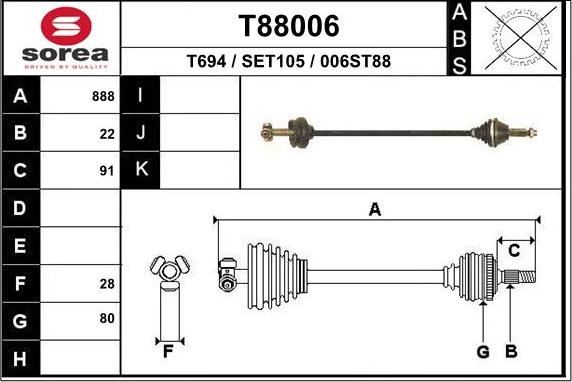 EAI T88006 - Приводной вал autosila-amz.com