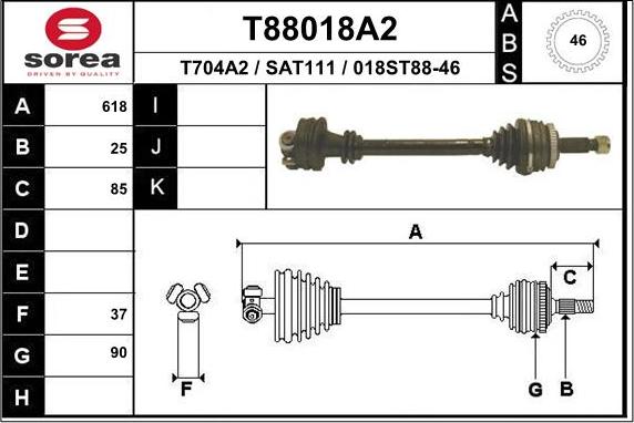 EAI T88018A2 - Приводной вал autosila-amz.com