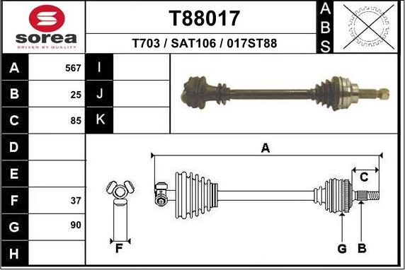 EAI T88017 - Приводной вал autosila-amz.com