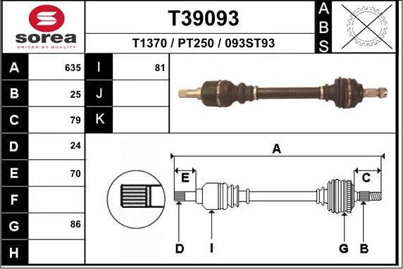 EAI T39093 - Приводной вал autosila-amz.com