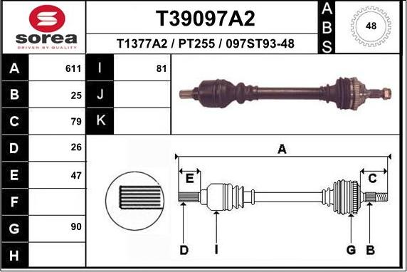 EAI T39097A2 - Приводной вал autosila-amz.com