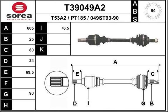 EAI T39049A2 - Приводной вал autosila-amz.com