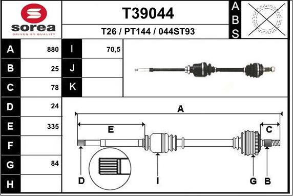 EAI T39044 - Приводной вал autosila-amz.com