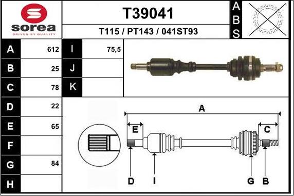 EAI T39041 - Приводной вал autosila-amz.com