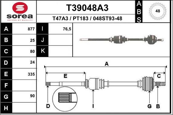 EAI T39048A3 - Приводной вал autosila-amz.com