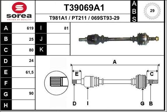 EAI T39069A1 - Приводной вал autosila-amz.com