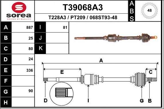 EAI T39068A3 - Приводной вал autosila-amz.com