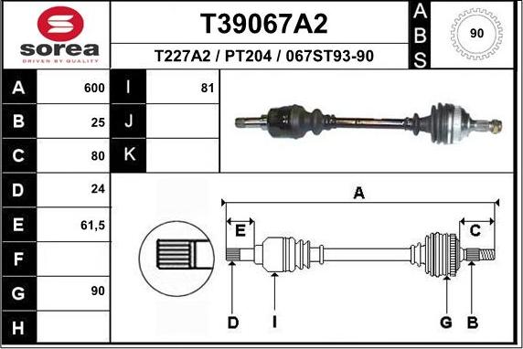 EAI T39067A2 - Приводной вал autosila-amz.com