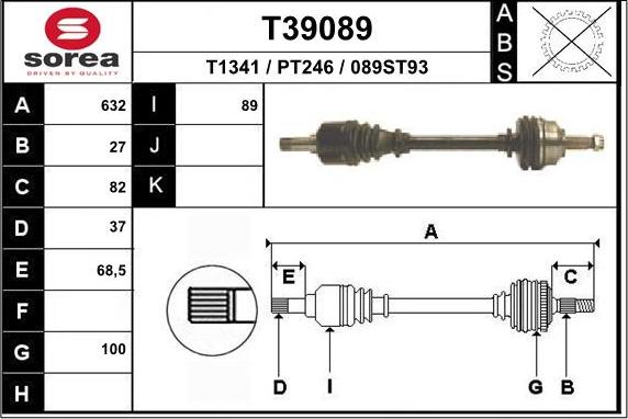 EAI T39089 - Приводной вал autosila-amz.com