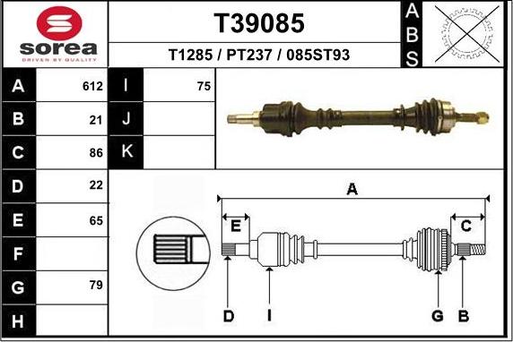 EAI T39085 - Приводной вал autosila-amz.com