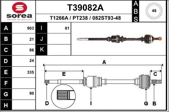 EAI T39082A - Приводной вал autosila-amz.com