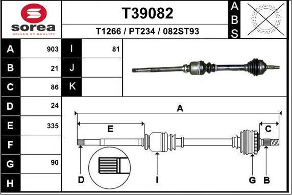 EAI T39082 - Приводной вал autosila-amz.com