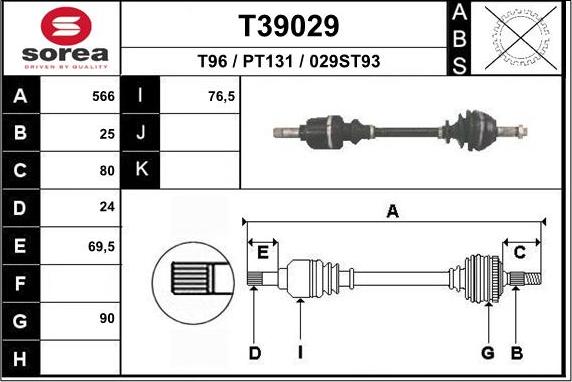 EAI T39029 - Приводной вал autosila-amz.com