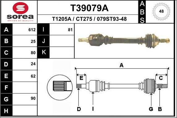 EAI T39079A - Приводной вал autosila-amz.com