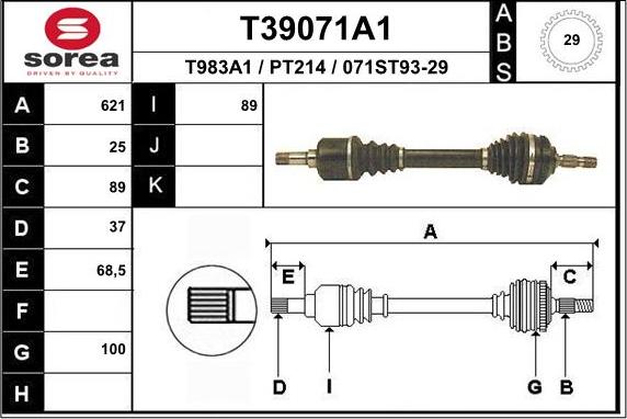 EAI T39071A1 - Приводной вал autosila-amz.com