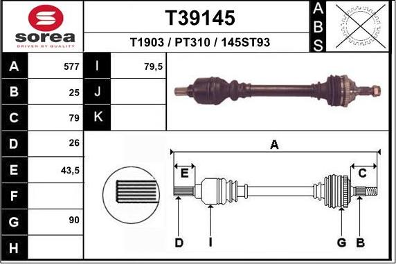 EAI T39145 - Приводной вал autosila-amz.com