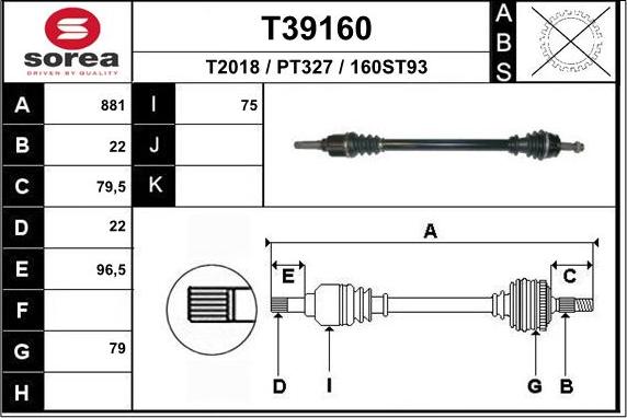 EAI T39160 - Приводной вал autosila-amz.com