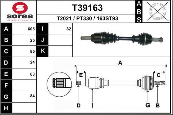 EAI T39163 - Приводной вал autosila-amz.com