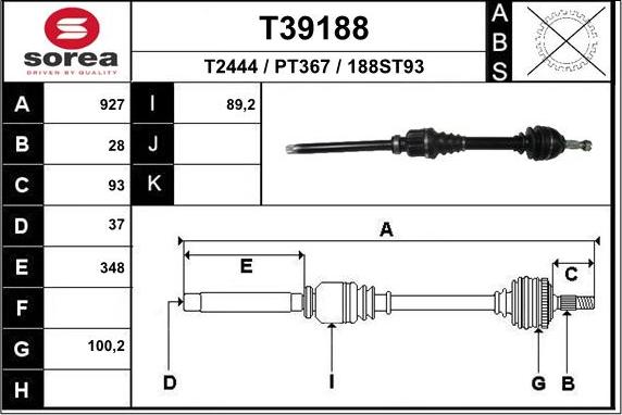 EAI T39188 - Приводной вал autosila-amz.com