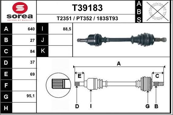 EAI T39183 - Приводной вал autosila-amz.com