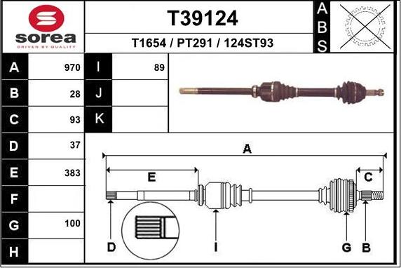 EAI T39124 - Приводной вал autosila-amz.com