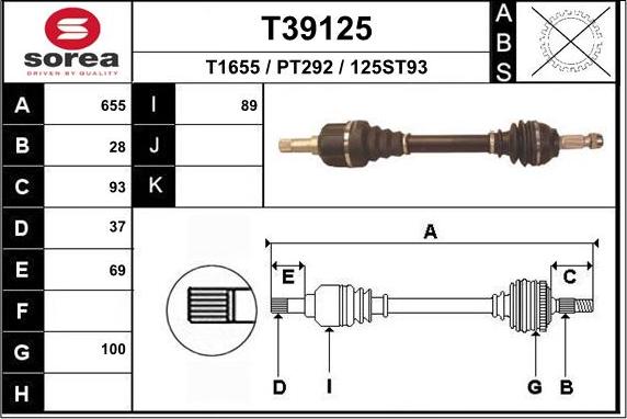 EAI T39125 - Приводной вал autosila-amz.com