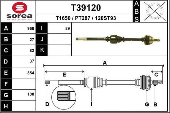 EAI T39120 - Приводной вал autosila-amz.com