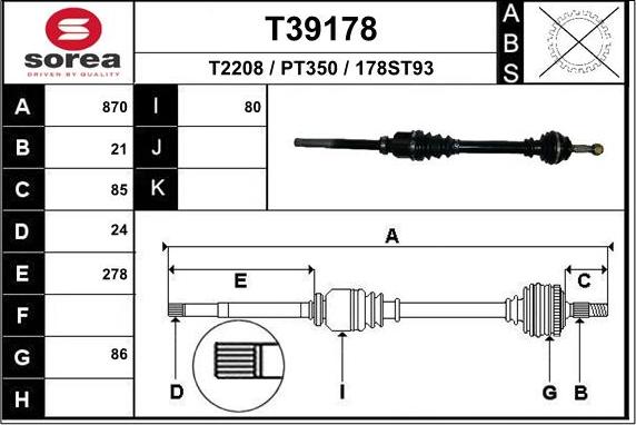 EAI T39178 - Вал приводной autosila-amz.com