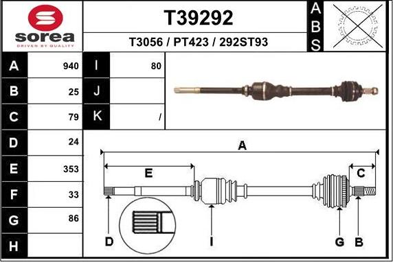 EAI T39292 - Приводной вал autosila-amz.com