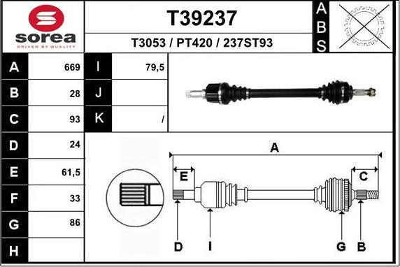 EAI T39237 - Приводной вал autosila-amz.com