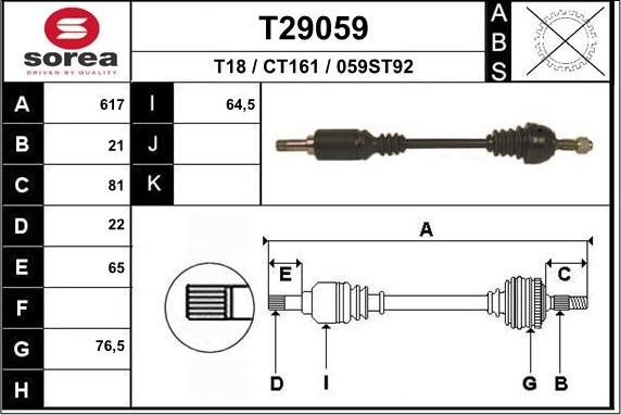 EAI T29059 - Приводной вал autosila-amz.com