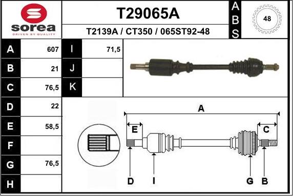 EAI T29065A - Приводной вал autosila-amz.com