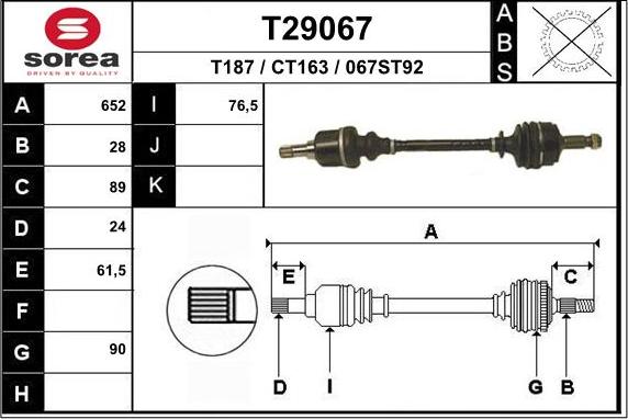 EAI T29067 - Приводной вал autosila-amz.com